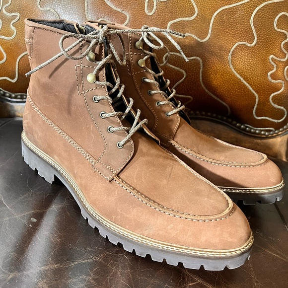 NWOB $165 MSRP Flag LTD. Men’s Marsen Moc Toe Leather Boots – Mahogany – Size 13 - Picture 4 of 7